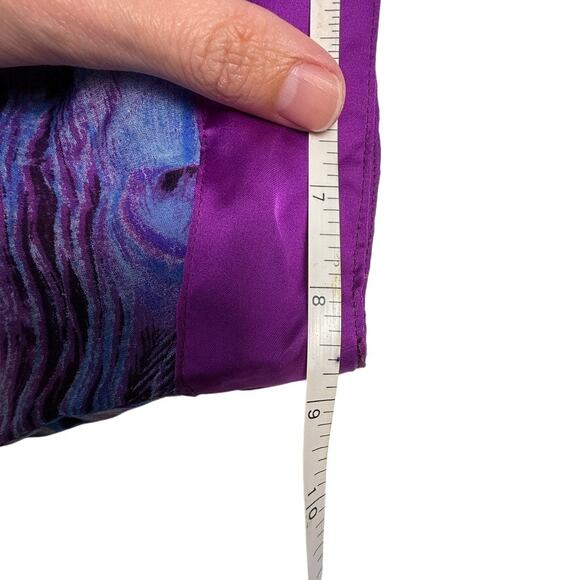 Purple Peacock Feather Print Kimono Robe Satin Trim Boho Lounge Duster One Size - Picture 6 of 6